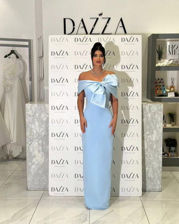 Blue Word Shoulder Banding Dress Dubai Elegant Famous French Evening Dress HZ0628